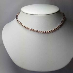 Irridescent Pink / Purple Glass Beads with Genuine Seed Pearls Necklace